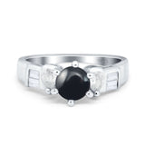 Art Deco Round Natural Stone Cocktail Ring