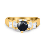 Art Deco Round Natural Stone Cocktail Ring