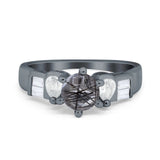 Art Deco Round Natural Stone Cocktail Ring
