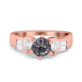 Art Deco Round Natural Stone Cocktail Ring