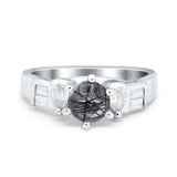 Art Deco Round Natural Stone Cocktail Ring