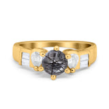 Art Deco Round Natural Stone Cocktail Ring