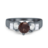 Art Deco Round Natural Stone Cocktail Ring