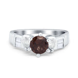 Art Deco Round Natural Chocolate Smoky Quartz Cocktail Ring 925 Sterling Silver
