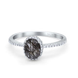 Art Deco Oval Hidden Halo Ring