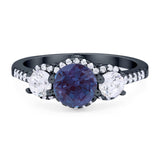 Three Stone Round Natural Stone Ring