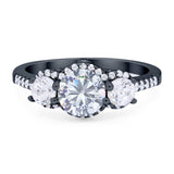 Three Stone Round Natural Stone Ring