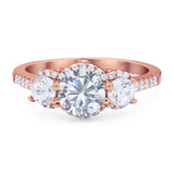 Three Stone Round Natural Stone Ring