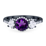 Three Stone Round Natural Stone Ring