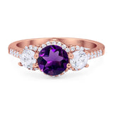 Three Stone Round Natural Stone Ring