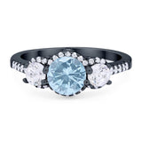 Three Stone Round Natural Stone Ring