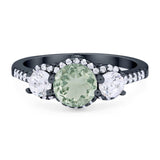 Three Stone Round Natural Stone Ring