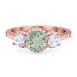 Three Stone Round Natural Stone Ring