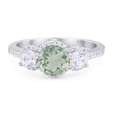 Three Stone Round Natural Stone Ring