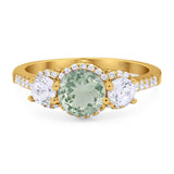 Three Stone Round Natural Stone Ring