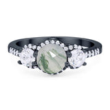 Three Stone Round Natural Stone Ring