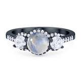 Three Stone Round Natural Stone Ring