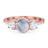 Three Stone Round Natural Stone Ring