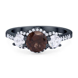 Three Stone Round Natural Stone Ring