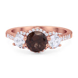 Three Stone Round Natural Stone Ring