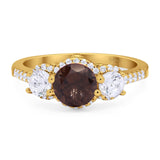 Three Stone Round Natural Stone Ring