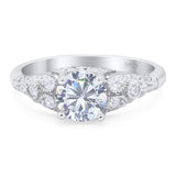 Vintage Style Round Moissanite Wedding Ring 925 Sterling Silver