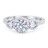 Three Stone Round Moissanite Wedding Ring 925 Sterling Silver