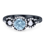 Round Natural Stone Three Stone Ring