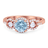 Round Natural Stone Three Stone Ring