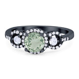 Round Natural Stone Three Stone Ring