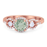 Round Natural Stone Three Stone Ring