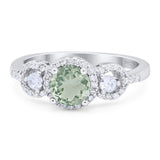 Round Natural Stone Three Stone Ring