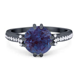 Round Natural Stone Solitaire Ring