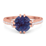 Round Natural Stone Solitaire Ring