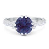 Round Natural Stone Solitaire Ring