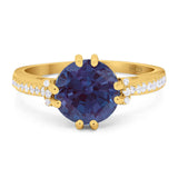 Round Natural Stone Solitaire Ring