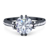 Round Natural Stone Solitaire Ring