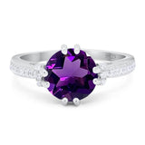 Round Natural Stone Solitaire Ring