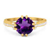 Round Natural Stone Solitaire Ring