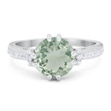 Round Natural Stone Solitaire Ring