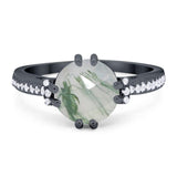 Round Natural Stone Solitaire Ring