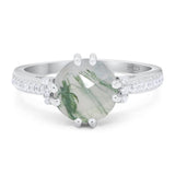 Round Natural Stone Solitaire Ring