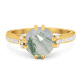 Round Natural Stone Solitaire Ring