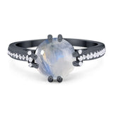 Round Natural Stone Solitaire Ring