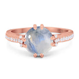 Round Natural Stone Solitaire Ring