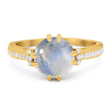 Round Natural Stone Solitaire Ring