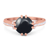 Round Natural Stone Solitaire Ring