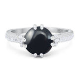 Round Natural Stone Solitaire Ring