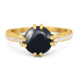 Round Natural Stone Solitaire Ring