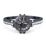 Round Natural Stone Solitaire Ring